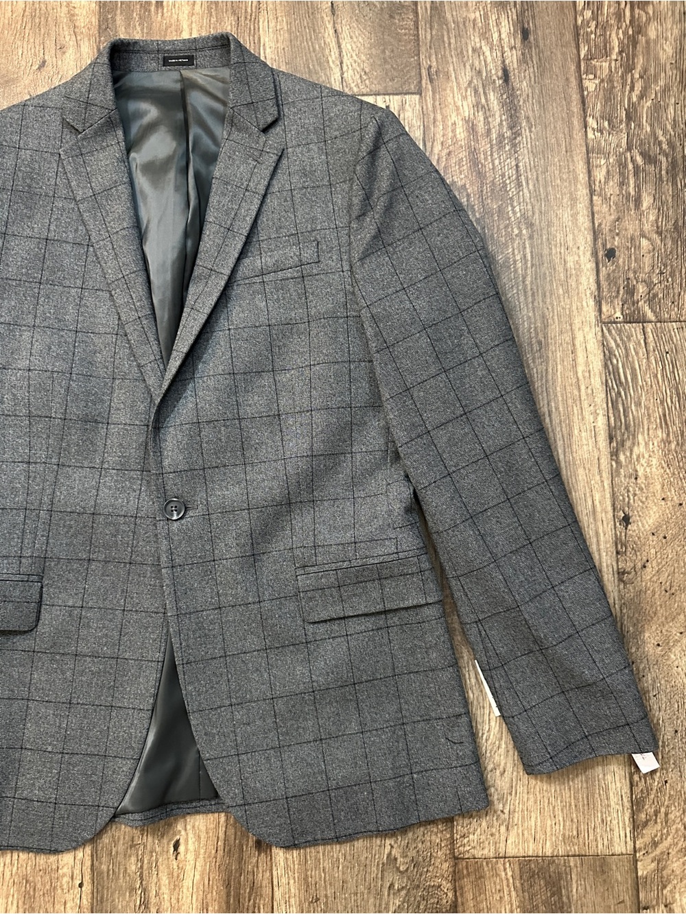 JF J. Ferrar Slim Fit Classic Blazer Men’s Size 38 Reg Charcoal Windowpane
